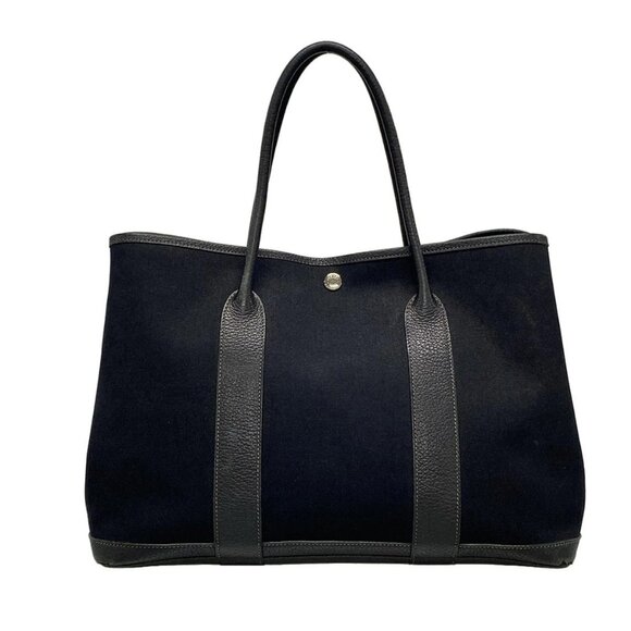 Auth HERMES Garden Party PM - Black Toile Officier Negonda Square J Tote Bag - Picture 2 of 13